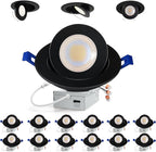 Adetu Recessed Lighting 6 inch, 360°+90° Adjustable Directional 6 inch 5CCT Gimbal Black Led Recessed Lighting, 2700K-5000K Dimmable Retrofit Eyeball Can Recessed Lights with Jbox, ET（Black-12 Pack）