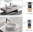 Bathroom Sink Drain,2 Pack Drain Stopper Bathroom Sink with Overflow,Pop Up Drain Assembly with Detachable Strainer Basket,Built-in Anti-Clogging Strainer,Stainless Steel Mattle Black