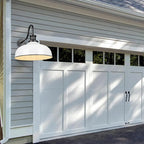 Outdoor Gooseneck Barn Lights, 16 Inch Dome Outdoor Wall Sconce Farmhouse Exterior Wall Mount Light Vintage Wall Lighting Fixture Industrial Lantern for Porch, Entryway, Garage, RZ007L-2 WH