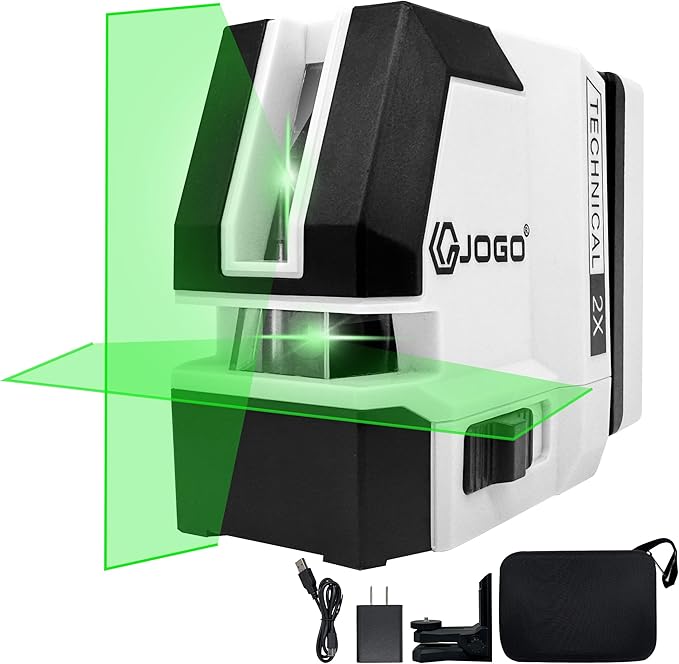 Laser Level Self Leveling, 100Ft Rechargeable Dual Modules Line Laser, Lazer Leveler Tool for Picture Hanging with Brightness Adjustment, Magnetic Bracket Carrying Case Battery Included