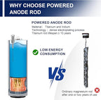 Powered Anode Rod, vattceel Water Heaters Titanium Anode Rod, Prevent Corrosion of Storage Tanks,Improving Water Quality, Up to 20 Years Service Life,NPT 3/4" Thread,For 80-120 Gallon Tank