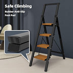 HillhutApex Step Ladder, Aluminum Lightweight Folding 4 Step Stool with Anti-Slip Wide Pedal, 330lbs Capacity Steel Ladder for Household and Office