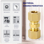 ChillWaves Brass Compression Tube Fitting, 1/2" OD x 1/2" OD Compression Union Connector(5-PACK)
