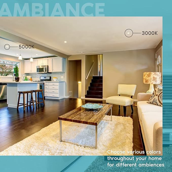 LUXRITE 4 Inch Ultra Thin LED Recessed Lighting, 10.5W, 5 Color Selectable 2700K | 3000K | 3500K | 4000K | 5000K, CRI 90, 750 Lumens, Dimmable LED Wafer Lights, Wet Rated, Baffle Trim (6 Pack)