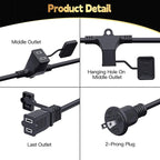 25FT Outdoor Extension Extension Cord for Halloween Christmas Inflatables with Multiple Outlets Black Electrical Cord with Multiple Plugs Outdoor Christmas Blow Up Decorations Light Extension Cords