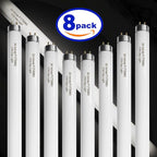 24 Inch F17T8/865 Fluorescent Bulb Daylight 6500K, 17 Watt T8 Light Bulb, 2 Foot Fluorescent Light Bulb, 1460 lumens, G13 Medium Bi-Pin Cap 8 Pack