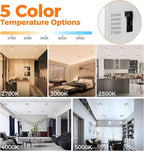 24 Pack 4 Inch Led Recessed Lights with Night Light, Canless Ultra Thin Wafer Soffit Recessed Lighting Downlight, Dimmable & 5 Color Temperature Selectable, 9W, ETL, Black