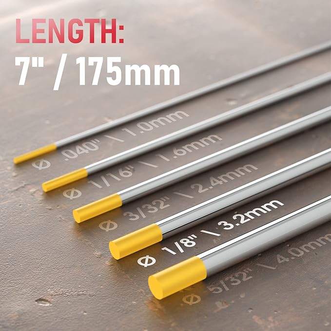 YESWELDER TIG Welding Tungsten Electrode 1.5% Lanthanated 1/8"x7" (Gold, WL15/EWLa-1.5) 10-pk