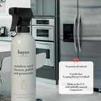 Bayes High-Performance Stainless Steel Cleaner Spray, Polish, and Protectant - Indoor & Outdoor Stainless Cleaner - Stainless Steel Sink Cleaner 16oz