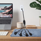 KUNCAN 4-Outlet Power Splitter Cord - 3 Prong 1 to 4 Way Male to Female Multi Plug Adapter, 1.5FT 16AWG 13A Y Style Extension Cord with Outlet Cover for Computer, LED Stage Light (Black 1-Pack)