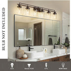 Emliviar 6-Light Bathroom Vanity Light Fixture, 44.3" Farmhouse Wall Lamp for Bedroom, Kitchen, Oil Rubbed Bronze Finish with Clear Glass, YCE238B-6W ORB