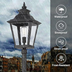 Outdoor Lamp Post Light, Waterproof Outdoor Classic Street Lights with Clear Glass for Backyard, Patio, Garden, Lawn, Pathway, Driveway