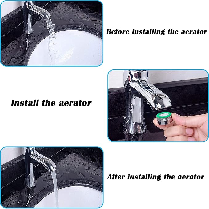 4PCS Faucet Aerator, 2 Packs of Aerator Filter Replacement Parts, With Brass Housing 15/16 Inch 24mm External Thread Aerator Faucet Filter, With Gasket, For Kitchen and Bathroom