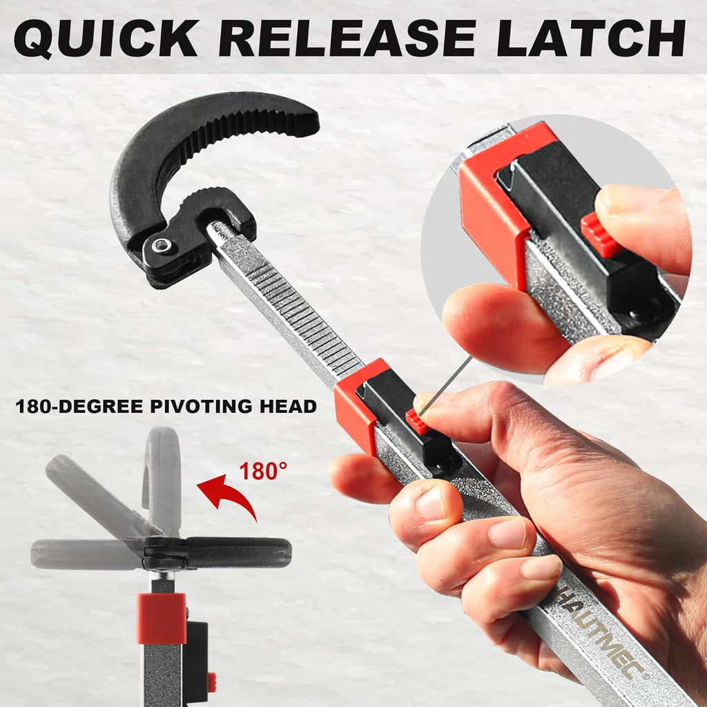 HAUTMEC 11-18inch Telescoping Basin Wrench, Sink Faucet Wrench for Tight Spaces with Replaceable Jaws Capacity 1-1/4''to 2-1/2", Plumber Wrenches for Faucet Hex Nuts Install and Repair Under Sink