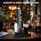 Electric Wine Opener Set – Rechargeable Wine Bottle Opener Kit with Foil Cutter, Vacuum Stoppers, and Wine Pourer – Best Wine Gift Set, Fancy Wine Opener for Wine Lovers and Parties