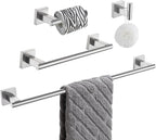 Suyar Bathroom Hardware Set Brushed Nickel, 304 Stainless Steel Bathroom Accessories 4 Pieces, Include Robe Hook, Toilet Paper Holder, Hand Towel Holder, Towel Bar, Wall Mount