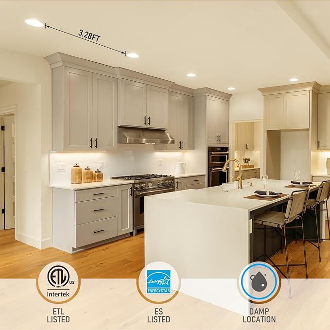 TORCHSTAR 12-Pack 6 Inch Ultra-Thin LED Recessed Lighting with J-Box, 3000K Warm White, 12W Dimmable 1000lm Brightness LED Downlight, ETL & Energy Star Listed