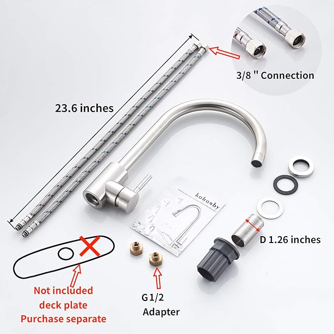 Single Handle High Arc Kitchen Faucet Stainless Steel Brushed Nickel,Commercial Single Hole Kitchen Sink Faucet,Modern One Hole Bar Sink Faucet