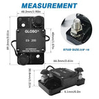 GLOSO Circuit Breaker E91 Auto Reset 175A Extended Surfacce Mount Waterproof IP67 Automotive Truck Hi-Amp (3/8" Stud, 175A)