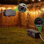 QUOBAS 2 Pack Outdoor Waterproof Electrical Box with 6 Cable Ports, IP54 Weatherproof Heavy-Duty Extension Cord Cover for Power Strips, Garden Power Tools, Holiday Lights, Brown