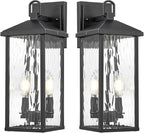 Darkaway Outdoor Wall Lights,2pcs Exterior Lighting Fixtures Wall Mount Porch Lights Waterproof Outdoor Sconce with Water Ripple Glass E12 Socket for House Patio Hallway Garage