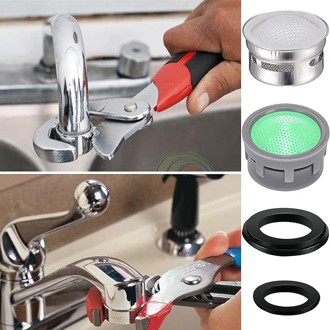 20 Sets of Faucet Aerators with Gaskets 2.2 GPM Plug-in Restrictor Replacement Parts for Bathroom or Kitchen Plug-in Aerators (stainless Steel and Green)
