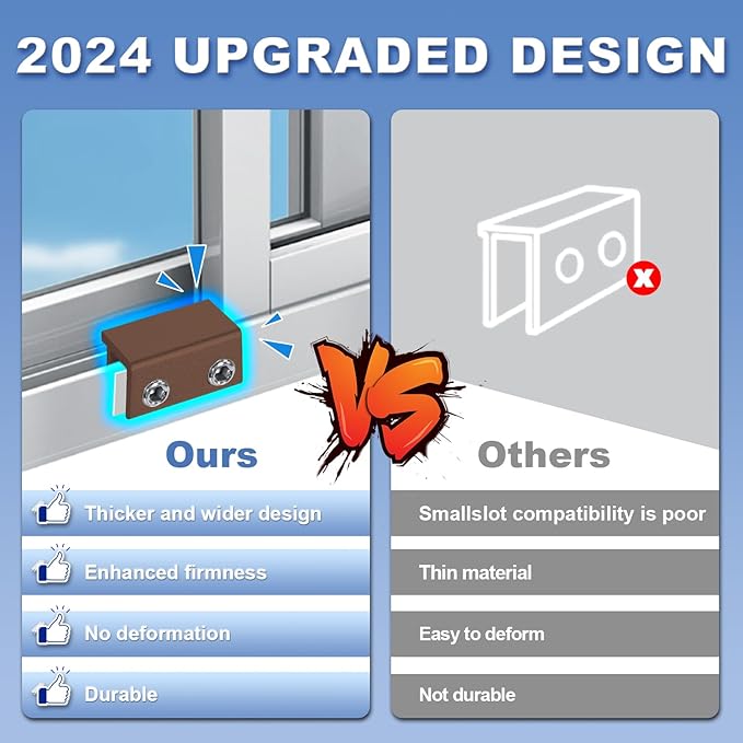 Window Locks for Sliding Windows - Sliding Window Lock Security with Keys - Adjustable Sliding Door Lock - Without Drilling Easv to Install Child Locks for Sliding Door,Patio Door(10 Sets Brown)
