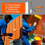 King Origin 31 Piece Paint Roller Kit, 9" & 4" Paint Rollers, Brushes, Extension Pole, Paint Trays & Accessories | Professional House Painting Supplies for Walls, Ceiling & Trim