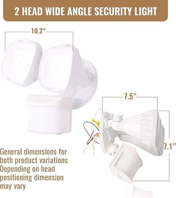 RuggedGrade 20W Turin II Series LED Security Light - LED Motion Sensor Flood Light - 2,400 Lumens - Bright White 5000K - 270° Sensor - Bronze Housing - Outdoor LED Light - DLC 5.1 Premium