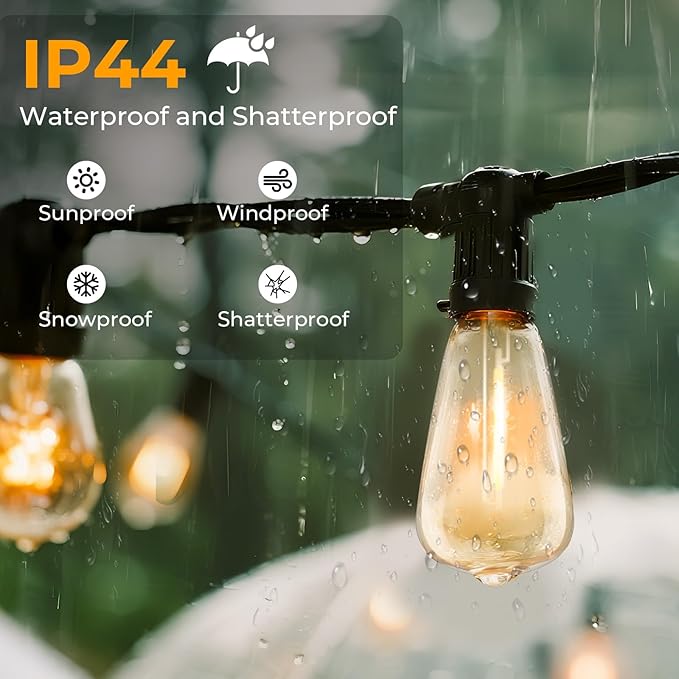 48 Pack ST38 LED Replacement String Light Bulbs, 1Watt Equvanlent to 7Watt Incandescant Bulb, Shatterproof E12 LED Bulb for Outdoor Patio Garden Vintage String Lights, 2700K, Dimmable