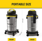 STANLEY Shop Vacuum Wet/Dry, 5 Gallon, 4 Horsepower, Stainless Steel Wet/Dry Vac Silver+Yellow+Black