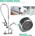 Commercial Sink Faucet with Sprayer 36 inch Commercial Faucet Pre Rinse Sprayer 8 inch Wall Mount Center with 12 inch Add on Spout