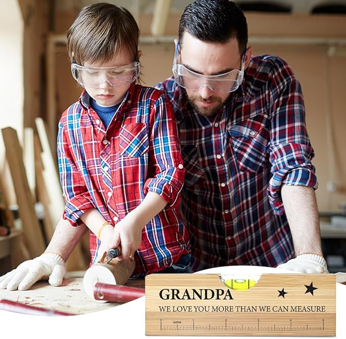 Christmas Gifts for Grandpa from Grandkids, Best Grandfather Gifts, Funny Birthday Fathers Day Valentines Gift for Father Papa Wooden Spirit Level A2