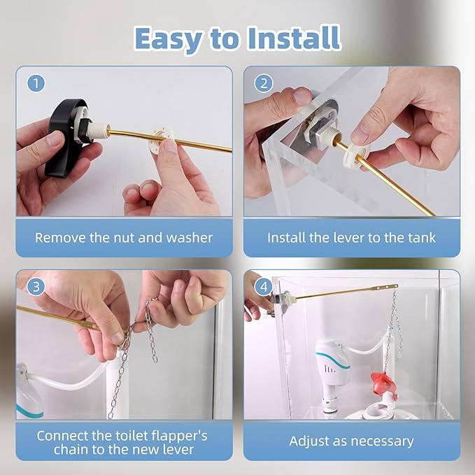 Hibbent Toilet Handle Tank Flush Lever Replacement Compatible with TOTOTHU004-CP Trip Lvr for ST701, CST854, Side Mount Toilet Flush Handle, Toilet Trip Lever, Matte Black