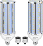 2 Pack 150W Corn LED Light Bulb Fanless,5000K Daylight(1500 Watt Equivalent) E26/E39 Large Mogul Base LED Cob Lamp 21,500LM for Outdoor Indoor Garage Warehouse Factory Workshop Street Backyard