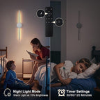 Removable Battery Operated Wall Sconces with Remote Control 350°Rotate LED Wireless Wall Lights with 3 Color Temperatures & Dimming for Bedroom, Hallway, 28.3 Inch (2 Pack)