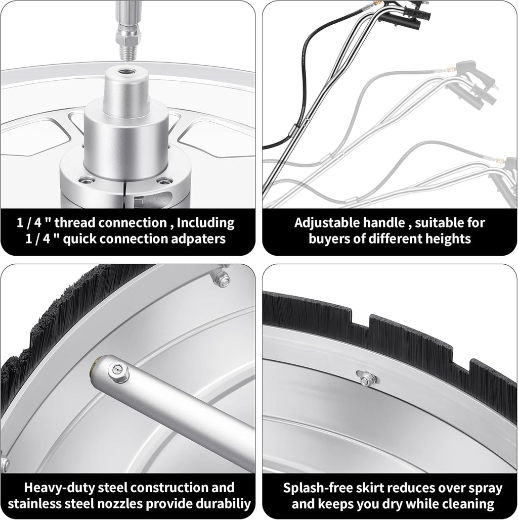30" Pressure Washer Surface Cleaner Ultra with 7 Nozzles Water Broom, Stainless Steel Surface Cleaner for Pressure Washer, Dual Handle Power Washer Surface Cleaner for Concrete Driveway, 5000 PSI