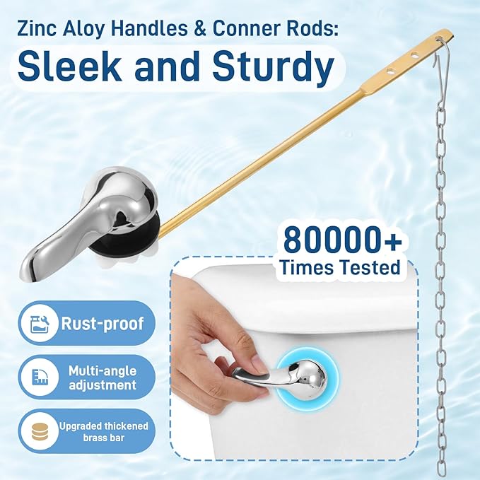 Universal Toilet Handle Replacement Kit ,Front Mount Toilet Flush Handle ,Zinc Alloy Toilet Handle Lever,Toilet Flush Handle Replacement Compatible with American Standard/Mansfield/Gerber (2 Pack)