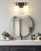 Oil Rubbed Bronze Bathroom Light Fixture, 2 Lights Bathroom Vanity Lights Over Mirror with Milk Glass, Modern Farmhouse Bath Wall Sconce Light, OS-YQ9167-2AW