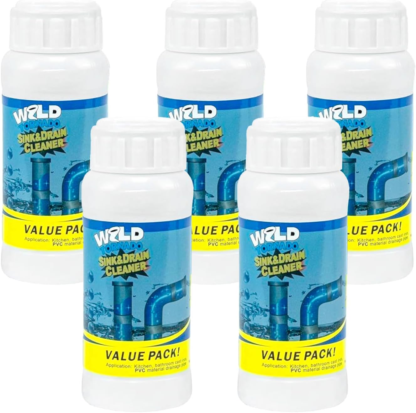 Wild Tornado Sink and Drain Cleaner,The Pipe Dredge Quick Unclog For Kitchen Toilet Sink Drain Quick Cleaning Tool.（5pcs）