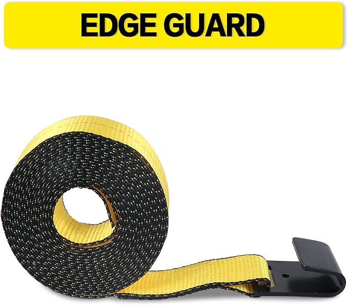 Flat Hook Ratchet Straps-Tie Down Straps Heavy Duty-2 Inch x 27 Feet-Weather Resistant Strap -3,333 Pound Working Load Limit-for Flatbed, Truck, Trailers Pickup(2 Pack) Yellow
