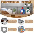 Royxen 2-Tier Washer Dryer Countertop,19.5"H Wood Washer and Dryer Topper with Storage Shelf,Laundry Countertop Over Washer Machine, Universal Fit for Laundry Room Organization (Grey,54"W X 27.5"D)