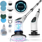 Dovety Electric Spin Scrubber, Cordless Cleaning Brush, Shower Scrubber with 8 Replaceable Brush Head, Power Cleaning Brush with Extension Handle, 2 Adjustable Speed, for Bathtub Grout Tile Floor