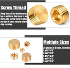 25 Pcs Brass Pipe Plug Fitting, 5 Sizes 1/8" 1/4" 3/8" 1/2" 3/4" NPT Male Internal Hex Thread Socket Pipe Plug Fitting Assortment Kit