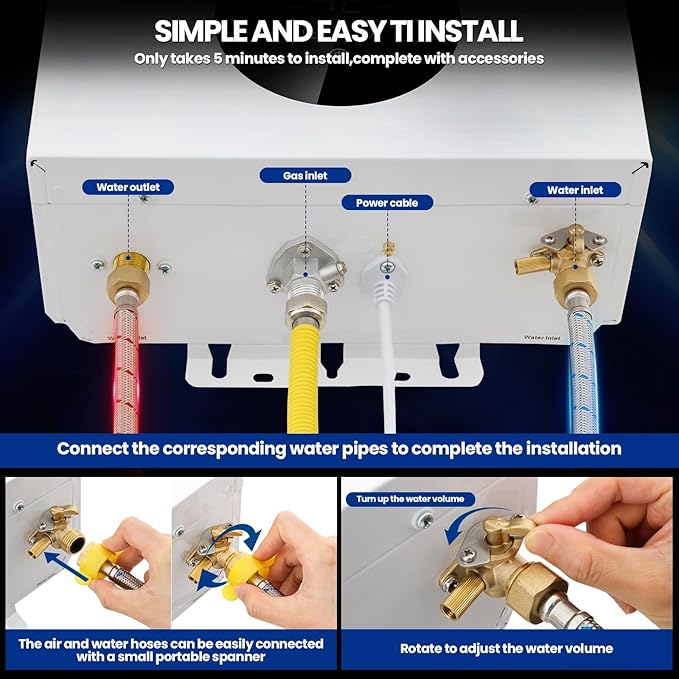 Propane Tankless Water Heater, 4.74GPM 18L Indoor,Constant propane water heater,Instant Hot Propane Gas water heater with Fahrenheit Digital Display,Multi-Protection