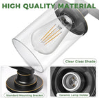 DORESshop 4-Light Vanity Light Fixtures, Black with Gold Trim Bathroom Light Fixtures Over Mirror with Clear Glass Shade, Modern Vanity Lights for Living Room Bedroom