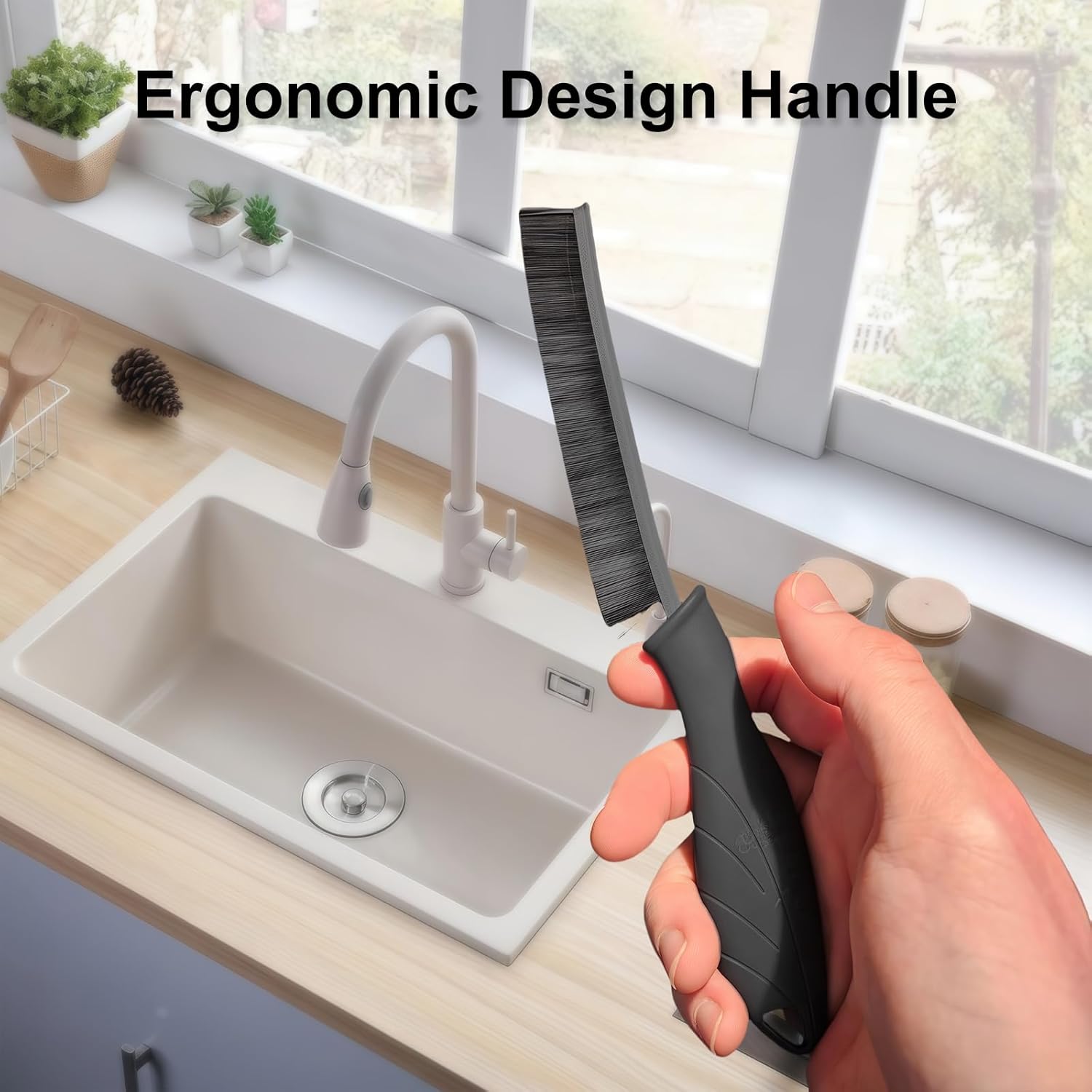 3PCS Hard Bristle Crevice Cleaning Brush - Thin Cleaning Brush for Tight Spaces, Water Bottle and Tube Cleaner Brush, Multi-Purpose Home Cleaning Tools for Kitchen, Bathroom, Toilet, Car, Trough