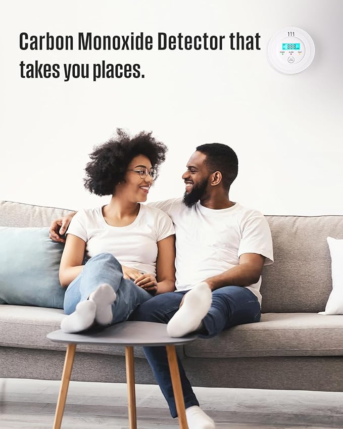 3 Pack Carbon Monoxide Detectors,PG-C06 Portable Carbon Monoxide Detector,LCD Display Smoke Alarm,Carbon Monoxide Detectors Portable for Home,Restaurant,Hotel,Office (White)