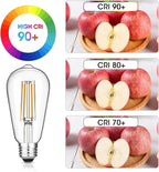 12-Pack Vintage LED Edison Light Bulb 60W Equivalent, Decorative Antique Filament Light Bulbs with 90+ CRI, Warm White 2700K, 750 Lumens, E26 Base, Dimmable