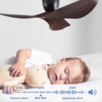 52-Inch Black Ceiling Fan Without Light, Modern Low-Profile Flush Mount Fan with Remote, 6-Speed Reversible Quiet DC Motor,for Patio, Living Room, Bedroom (No Light)